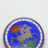 Victorian Sterling Silver Enamel Crown Coin Brooch Antique 1882 Chester