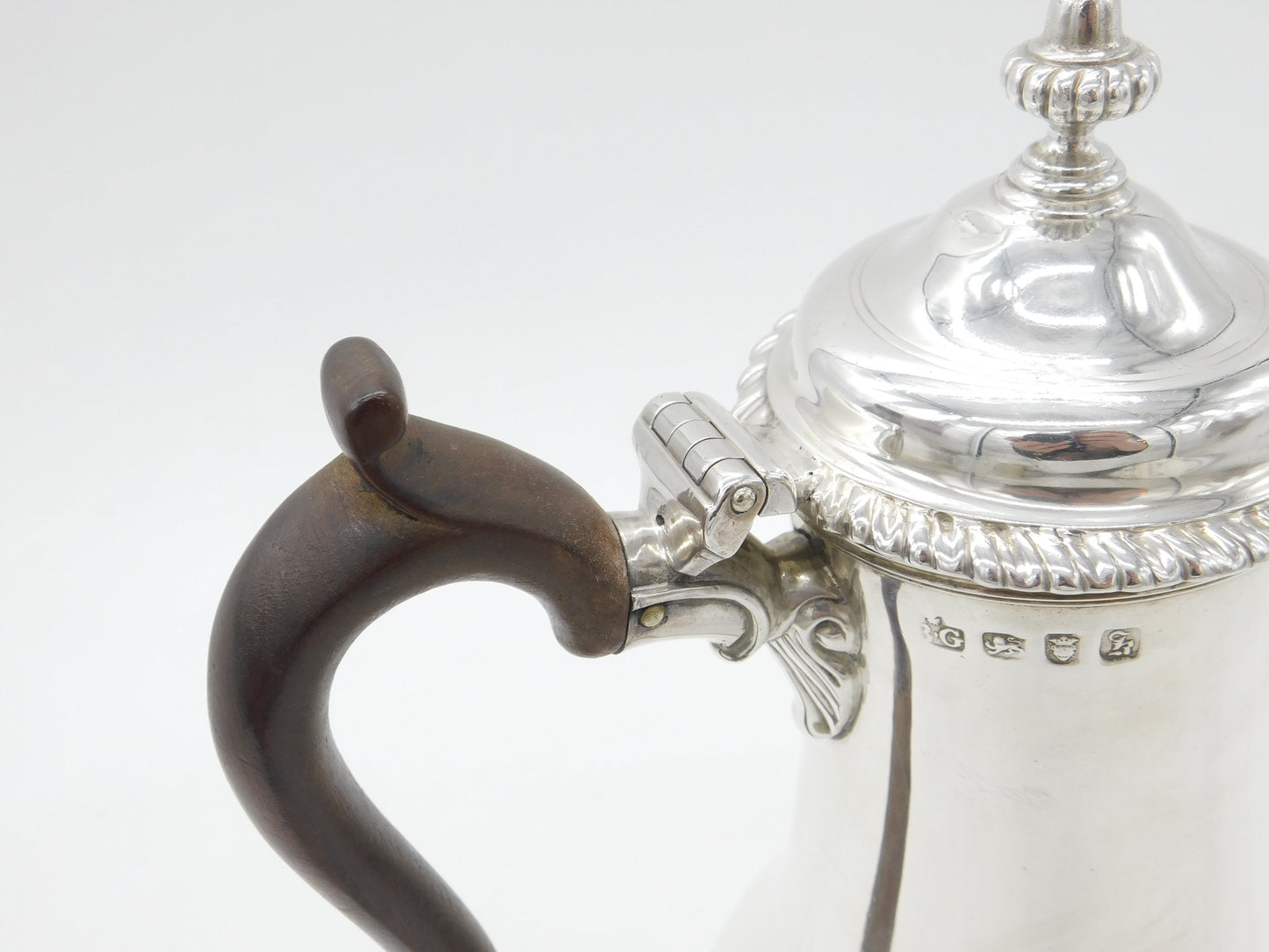 George III Sterling Silver Large Baluster Coffee Pot 1763 London Benjamin Gignac