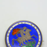 Victorian Sterling Silver Enamel Crown Coin Brooch Antique 1882 Chester