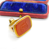 Georgian Rolled Gold Carved Carnelian Intaglio Monogram Fob Seal c1820 Antique
