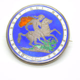 Victorian Sterling Silver Enamel Crown Coin Brooch Antique 1882 Chester