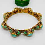 Chinese Filigree Sterling Silver Gilt, Enamel & Cabochon Turquoise Bracelet c1940