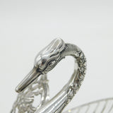 20th Century Large German .835 Silver & Cut Glass Swan Form Sweets Dish Antique c1920