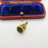 Victorian 15ct Gold & Carved Bloodstone Fob Intaglio Seal 'Sleep' Antique c1860