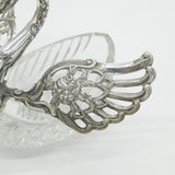 20th Century Large German .835 Silver & Cut Glass Swan Form Sweets Dish Antique c1920