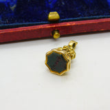 Victorian 15ct Gold & Carved Bloodstone Fob Intaglio Seal 'Sleep' Antique c1860