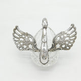 20th Century Large German .835 Silver & Cut Glass Swan Form Sweets Dish Antique c1920