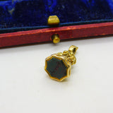 Victorian 15ct Gold & Carved Bloodstone Fob Intaglio Seal 'Sleep' Antique c1860