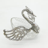 20th Century Large German .835 Silver & Cut Glass Swan Form Sweets Dish Antique c1920