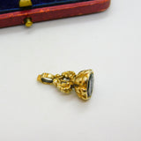 Victorian 15ct Gold & Carved Bloodstone Fob Intaglio Seal 'Sleep' Antique c1860