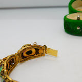 Chinese Filigree Sterling Silver Gilt, Enamel & Cabochon Turquoise Bracelet c1940