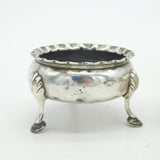 George III Sterling Silver Paw Foot Pair of Salt Cellars Antique 1761 London