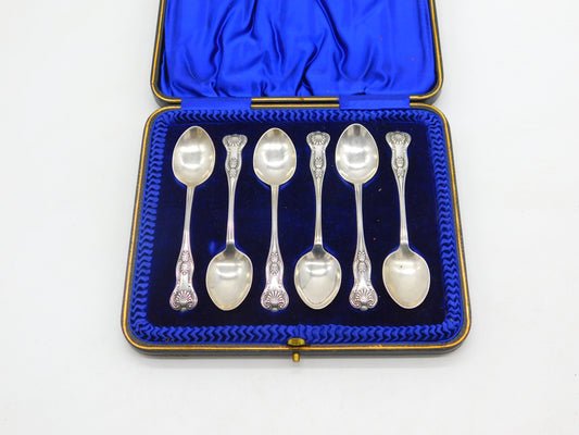 Boxed Set of Sterling Silver Queens Pattern Teaspoons 1915 Antique Birmingham