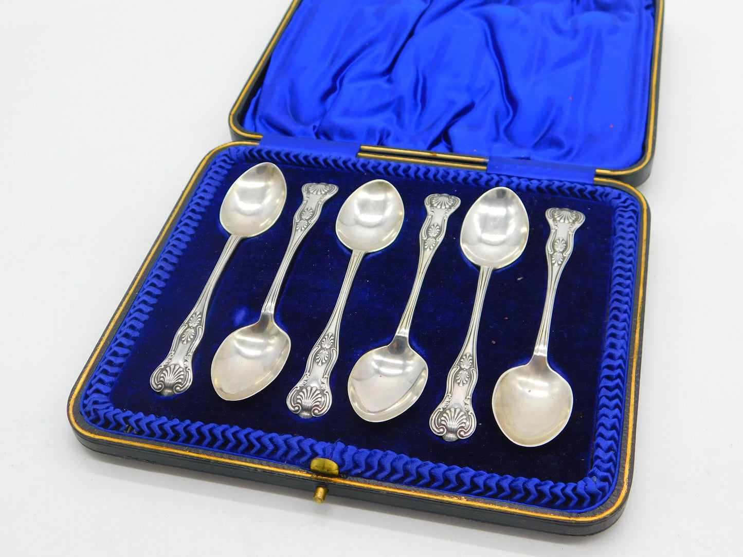 Boxed Set of Sterling Silver Queens Pattern Teaspoons 1915 Antique Birmingham