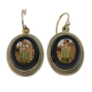 Georgian Regency Sterling Silver Micro Mosaic Drop Earrings Antique c1830