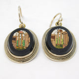 Georgian Regency Sterling Silver Micro Mosaic Drop Earrings Antique c1830