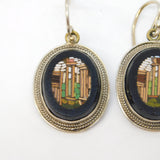 Georgian Regency Sterling Silver Micro Mosaic Drop Earrings Antique c1830