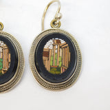 Georgian Regency Sterling Silver Micro Mosaic Drop Earrings Antique c1830
