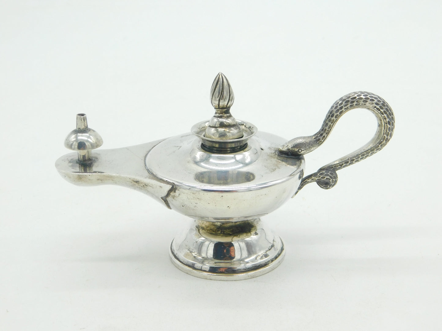 Victorian Hamilton & Co. Calcutta Sterling Silver Snake Table Lighter Antique