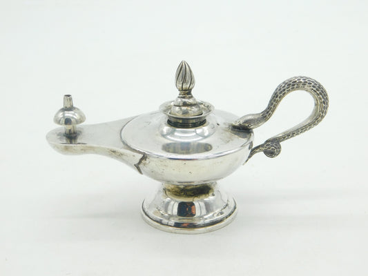 Victorian Hamilton & Co. Calcutta Sterling Silver Snake Table Lighter Antique