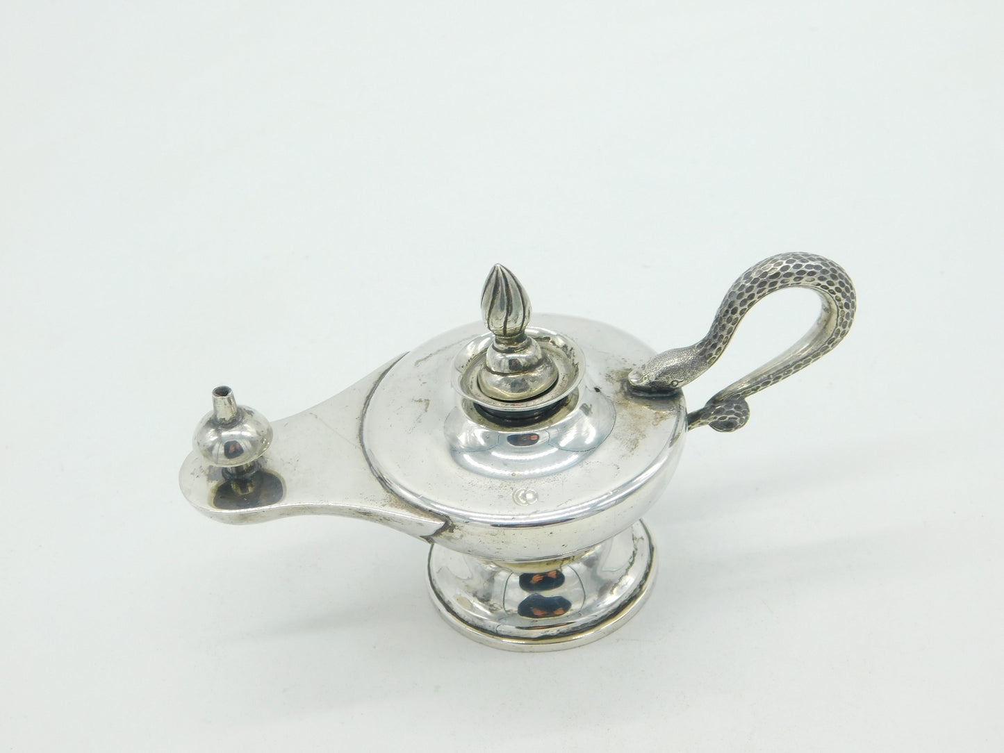 Victorian Hamilton & Co. Calcutta Sterling Silver Snake Table Lighter Antique