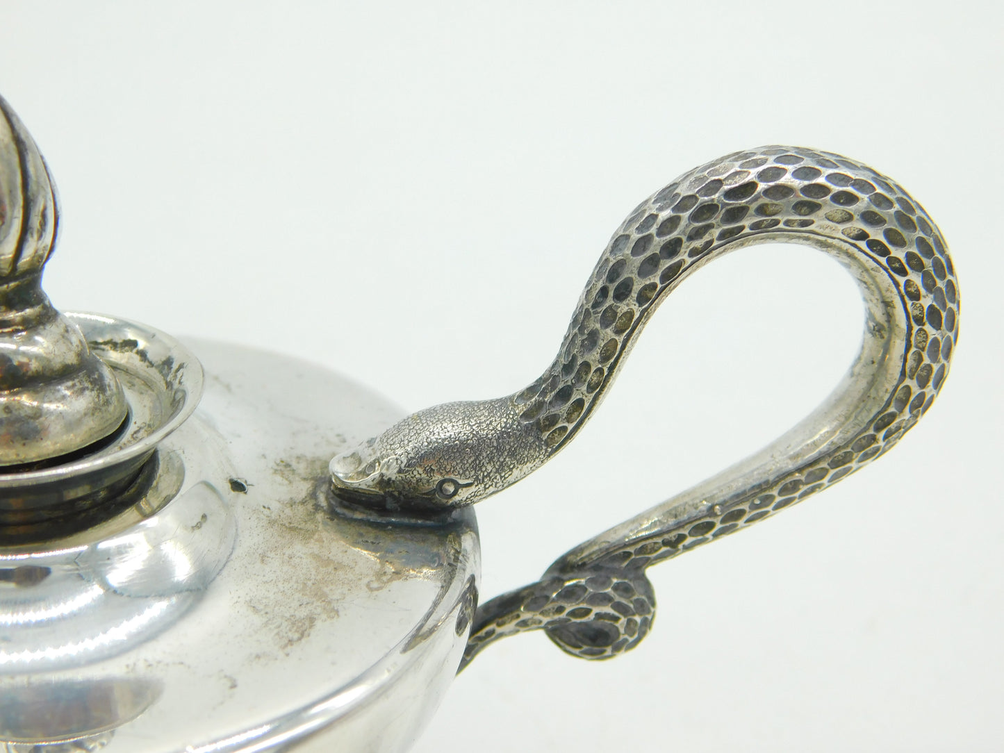 Victorian Hamilton & Co. Calcutta Sterling Silver Snake Table Lighter Antique