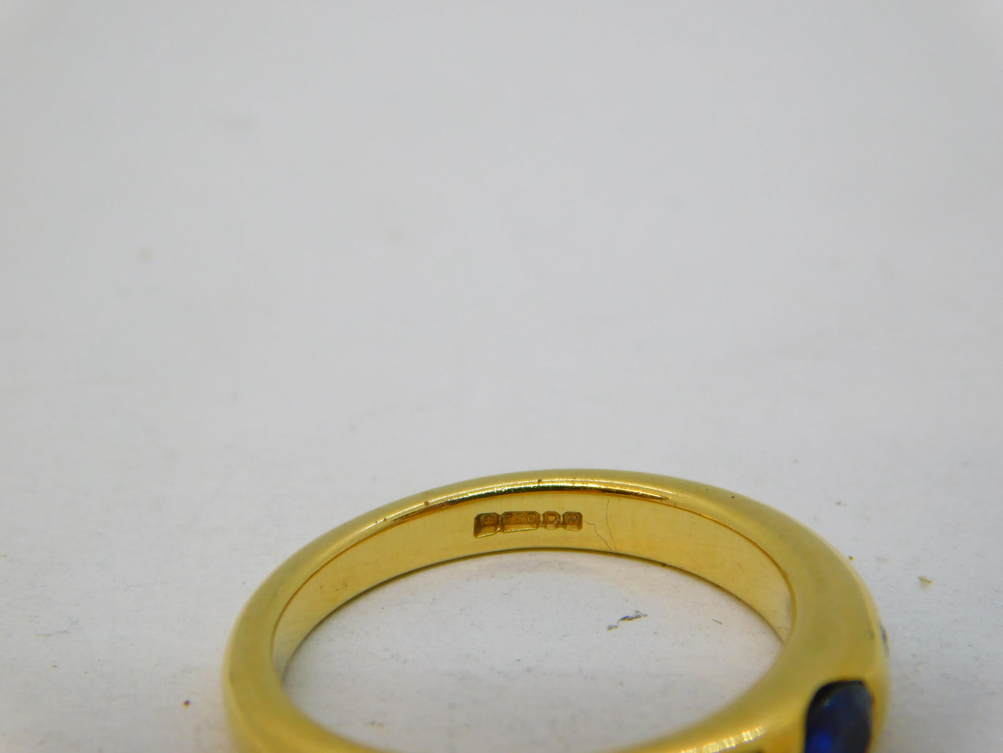 18ct Yellow Gold, 0.3ct Sapphire & Diamond Set Band Ring Vintage 1995 London