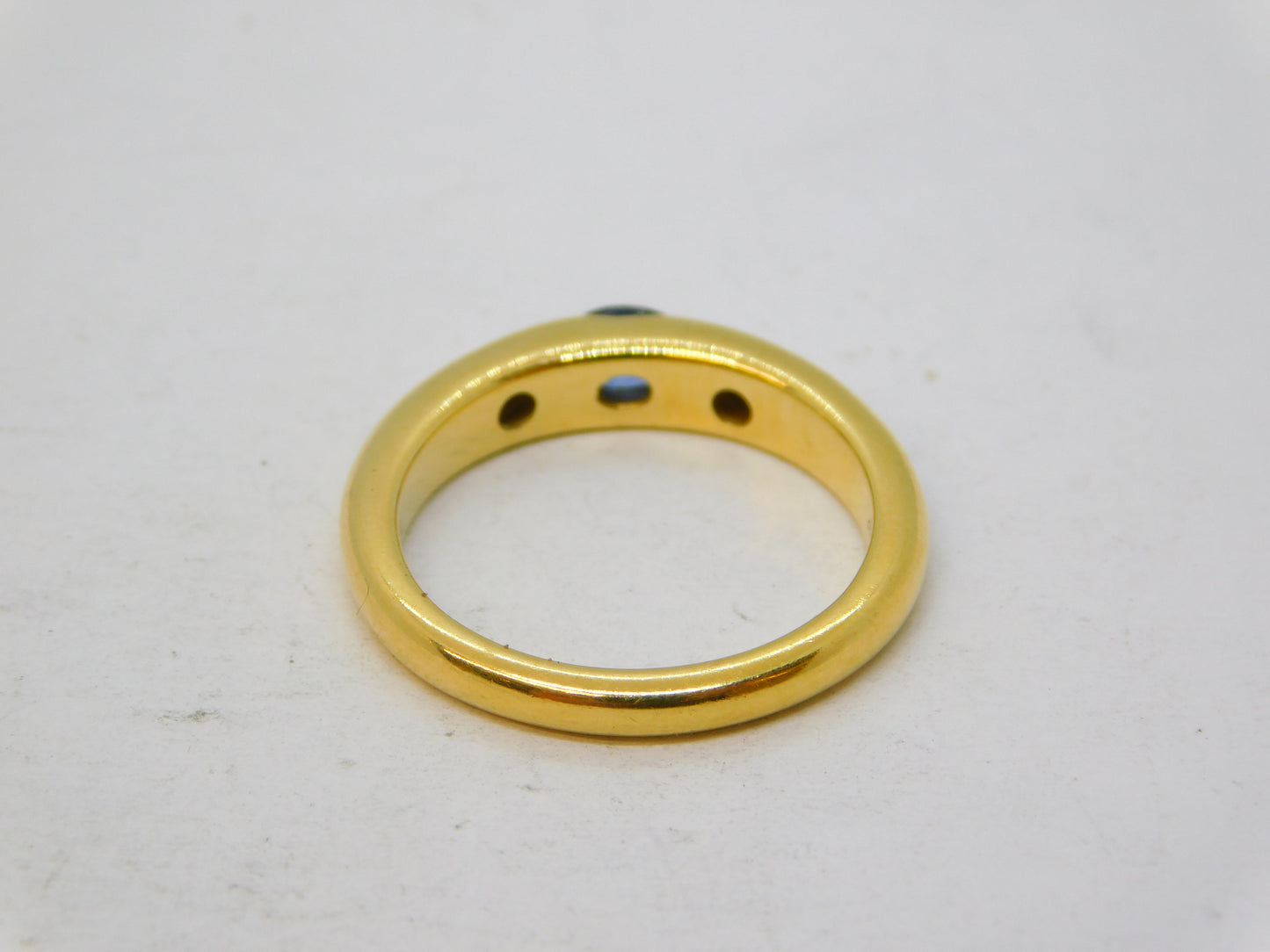 18ct Yellow Gold, 0.3ct Sapphire & Diamond Set Band Ring Vintage 1995 London