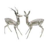 Italian Large Sterling Silver Stag & Doe Deer Figurine Sculpture Pair Vintage c1970