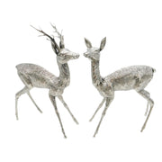 Italian Large Sterling Silver Stag & Doe Deer Figurine Sculpture Pair Vintage c1970