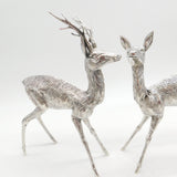 Italian Large Sterling Silver Stag & Doe Deer Figurine Sculpture Pair Vintage c1970