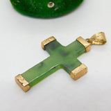 Victorian Rolled Gold Mounted New Zealand Nephrite Jade Cross Pendant c1880