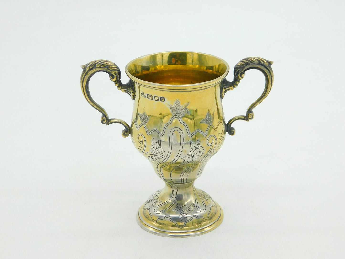 Sterling Silver Gilded Trophy Cup Aesthetic Floral Detail 1961 London Vintage