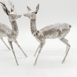 Italian Large Sterling Silver Stag & Doe Deer Figurine Sculpture Pair Vintage c1970