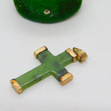 Victorian Rolled Gold Mounted New Zealand Nephrite Jade Cross Pendant c1880