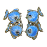 Volmer Bahner Danish Sterling Silver Enamel Fish Clip-On Earrings Antique Deco