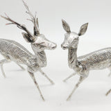 Italian Large Sterling Silver Stag & Doe Deer Figurine Sculpture Pair Vintage c1970