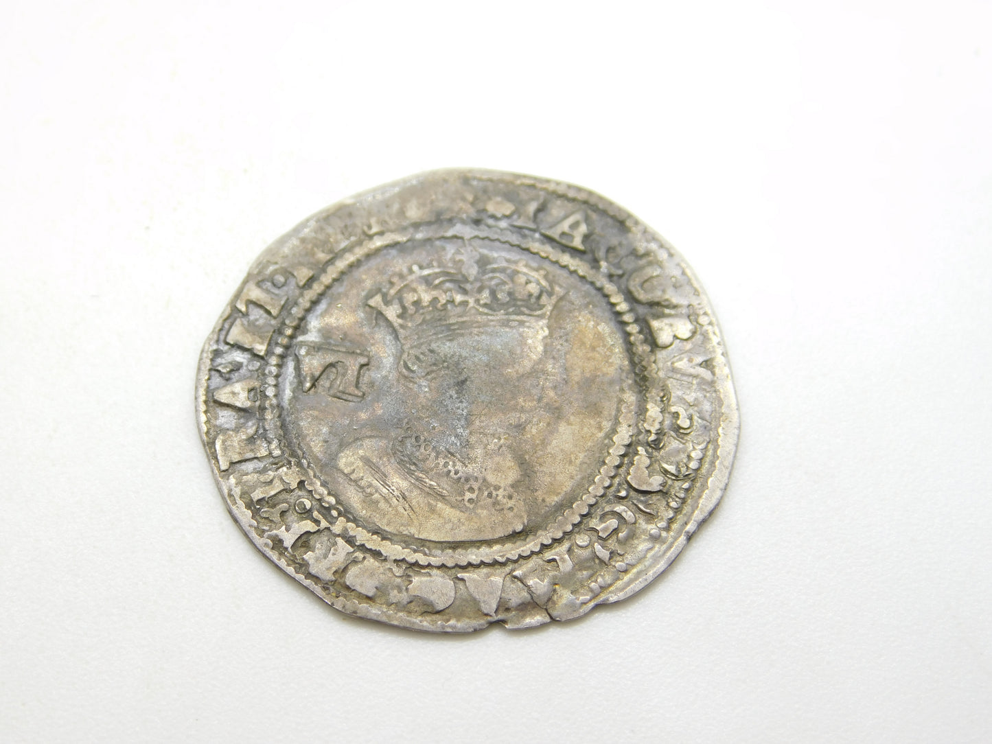 King James I English 2nd Bust Hammered Sixpence Coin 1604 Fair Condition Antique