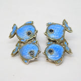 Volmer Bahner Danish Sterling Silver Enamel Fish Clip-On Earrings Antique Deco