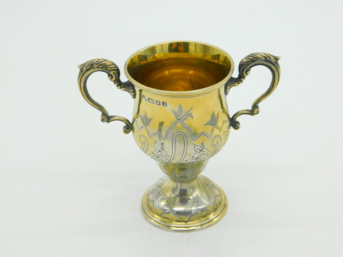 Sterling Silver Gilded Trophy Cup Aesthetic Floral Detail 1961 London Vintage