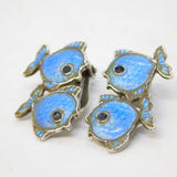 Volmer Bahner Danish Sterling Silver Enamel Fish Clip-On Earrings Antique Deco