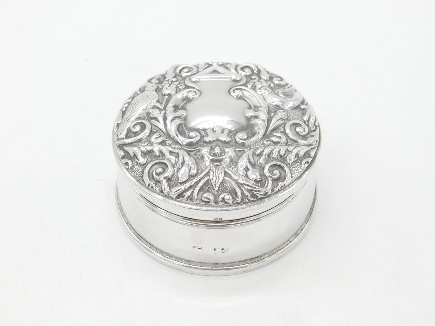 Sterling Silver Victorian Style Jewellery Box Bird Pattern 1988 Birmingham