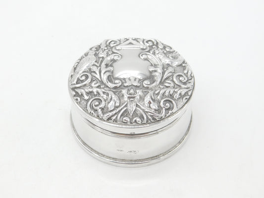 Sterling Silver Victorian Style Jewellery Box Bird Pattern 1988 Birmingham