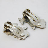 Volmer Bahner Danish Sterling Silver Enamel Fish Clip-On Earrings Antique Deco