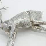 Italian Large Sterling Silver Stag & Doe Deer Figurine Sculpture Pair Vintage c1970