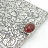 20th Century Italian .800 Silver Makeup Mirror Compact Antique c1940 Art Deco