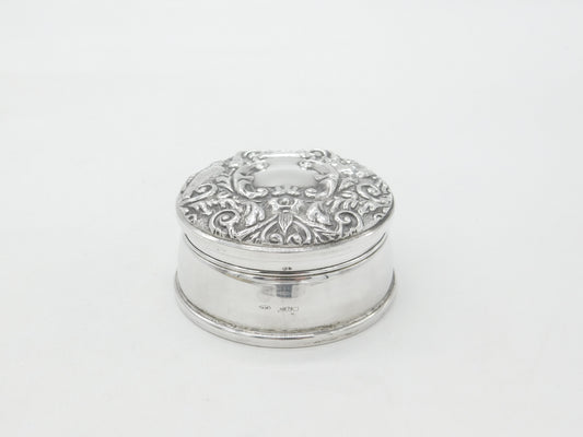 Sterling Silver Victorian Style Jewellery Box Bird Pattern 1988 Birmingham