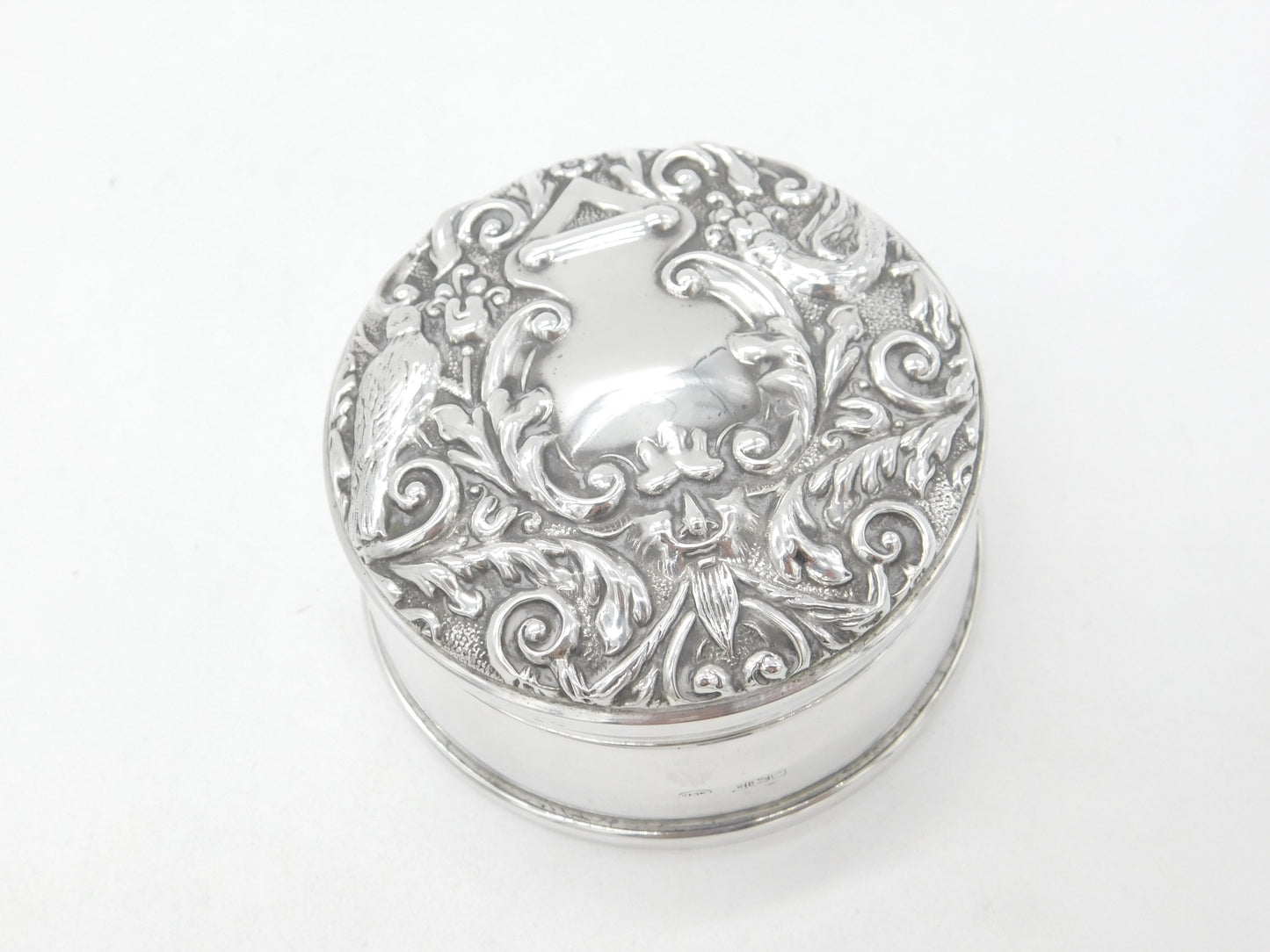 Sterling Silver Victorian Style Jewellery Box Bird Pattern 1988 Birmingham