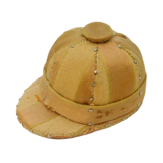 Victorian Novelty Jockey's Cap Riding Hat Pin Cushion Antique c1880