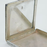 20th Century Italian .800 Silver Makeup Mirror Compact Antique c1940 Art Deco
